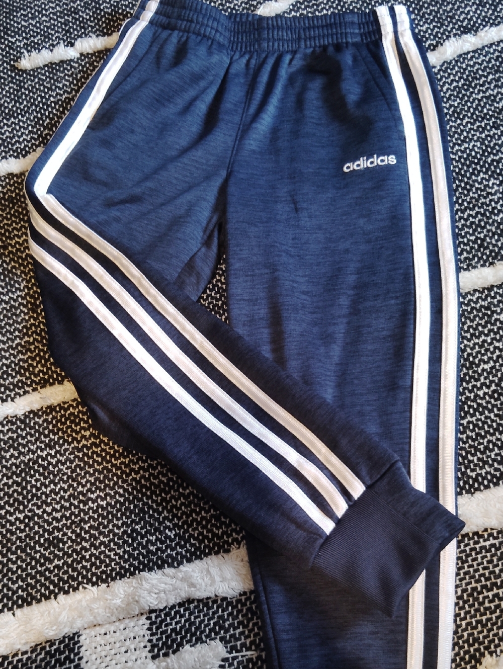 adidas Navy Blue Joggers with White Side Stripes